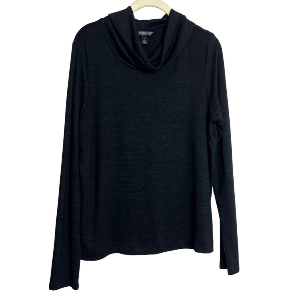 Banana Republic Luxespun Womens Cowl Neck Top Medium Black Long Sleeve
